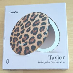 Fancii Leopard Print Rechargeable Compact Mirror. Larger 5" size